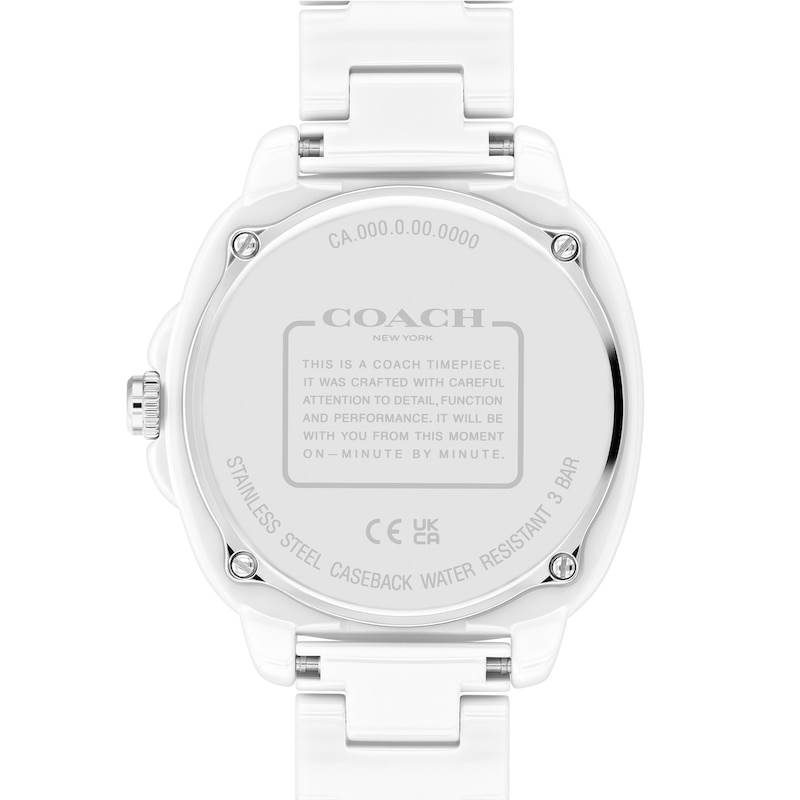 Main Image 3 of Ladies’ Coach Kitt Crystal Accent White Ceramic Watch with White Dial (Model: 14504407)