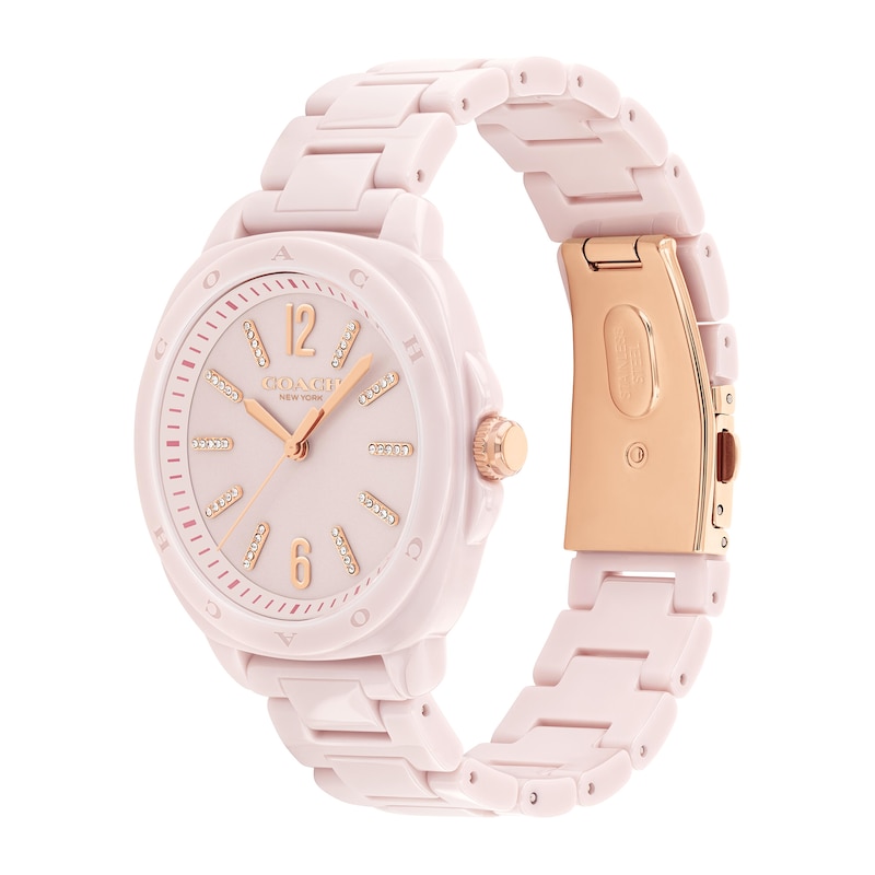 Main Image 2 of Ladies’ Coach Kitt Crystal Accent Pink Ceramic Watch with Blush Dial (Model: 14504408)