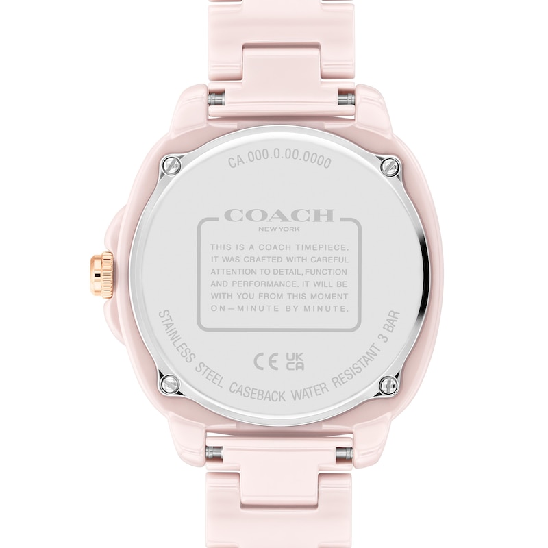 Main Image 3 of Ladies’ Coach Kitt Crystal Accent Pink Ceramic Watch with Blush Dial (Model: 14504408)