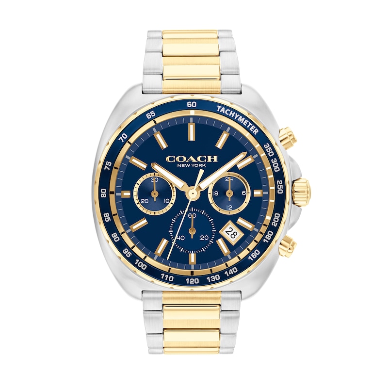 Main Image 1 of Men’s Coach Charter Two-Tone IP Chronograph Watch with Navy Blue Dial (Model: 14602704)