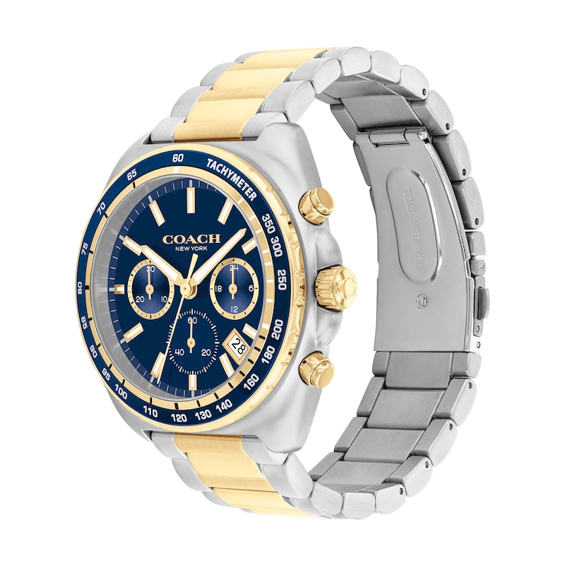 Main Image 2 of Men’s Coach Charter Two-Tone IP Chronograph Watch with Navy Blue Dial (Model: 14602704)