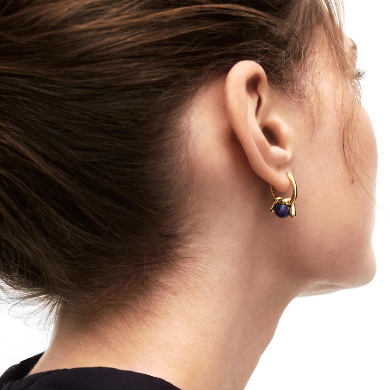Main Image 2 of PDPAOLA™ at Zales Blue Sodalite Twist Knot Hoop Drop Earrings in Sterling Silver with 18K Gold Plate