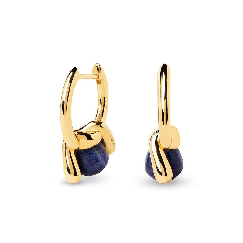 Main Image 5 of PDPAOLA™ at Zales Blue Sodalite Twist Knot Hoop Drop Earrings in Sterling Silver with 18K Gold Plate