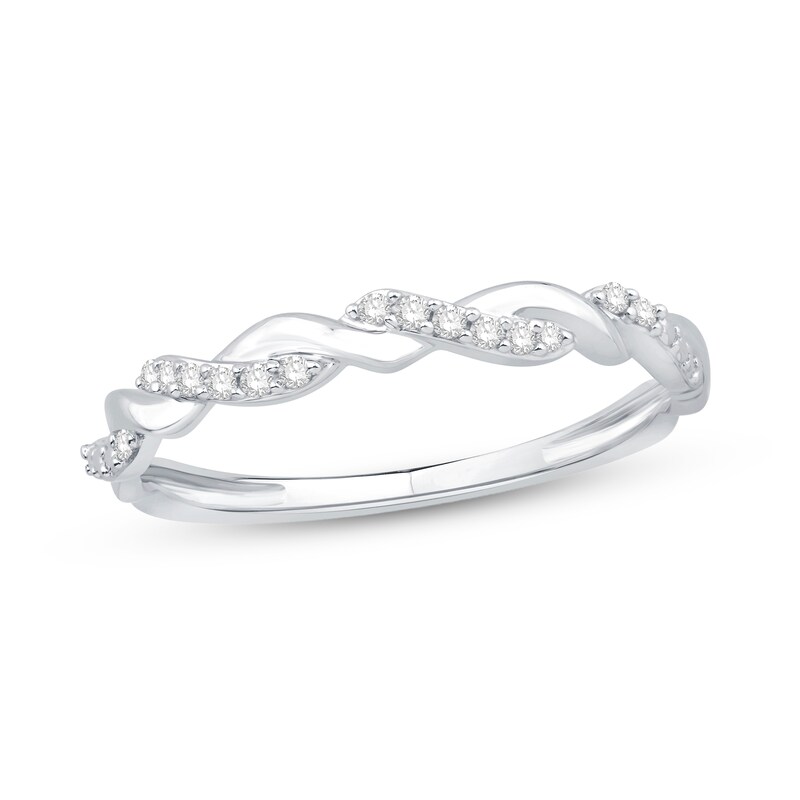 Main Image 1 of 1/15 CT. T.W. Diamond Twist Ring in 10K White Gold
