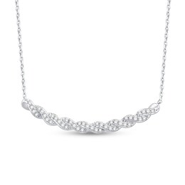 1/4 CT. T.W. Diamond Twist Curved Bar Necklace in 10K White Gold