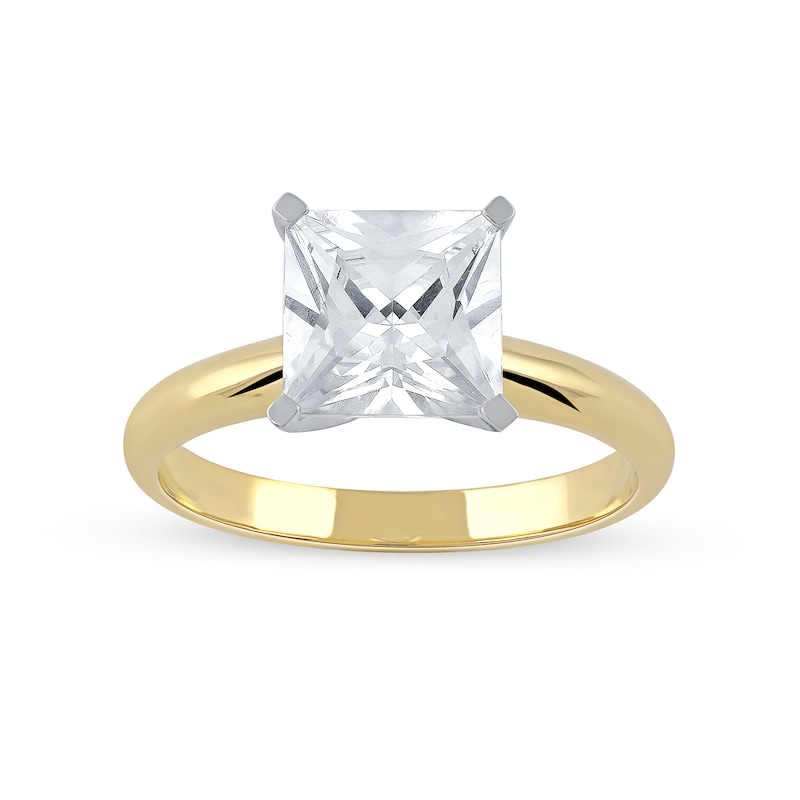 Main Image 1 of 3 CT. Princess-Cut Certified Lab-Grown Diamond Solitaire Engagement Ring in 14K Two-Tone Gold (F/VS2)