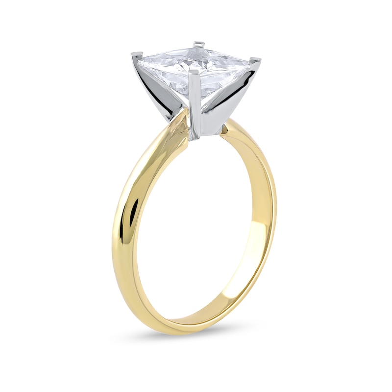 Main Image 2 of 3 CT. Princess-Cut Certified Lab-Grown Diamond Solitaire Engagement Ring in 14K Two-Tone Gold (F/VS2)