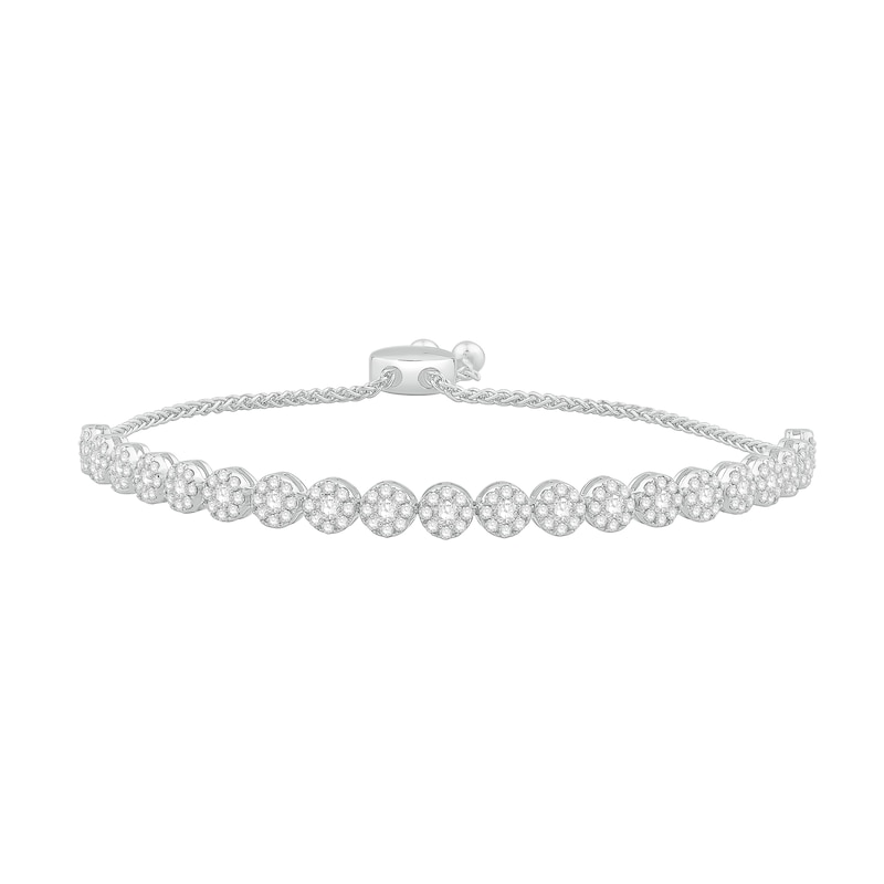 Main Image 1 of 2 CT. T.W. Diamond Frame Bolo Bracelet in 14K White Gold - 9.62"