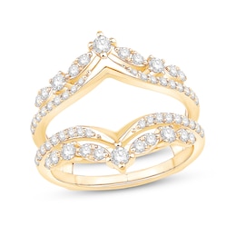 3/4 CT. T.W. Diamond Double Row Chevron Solitaire Enhancer in 14K Gold