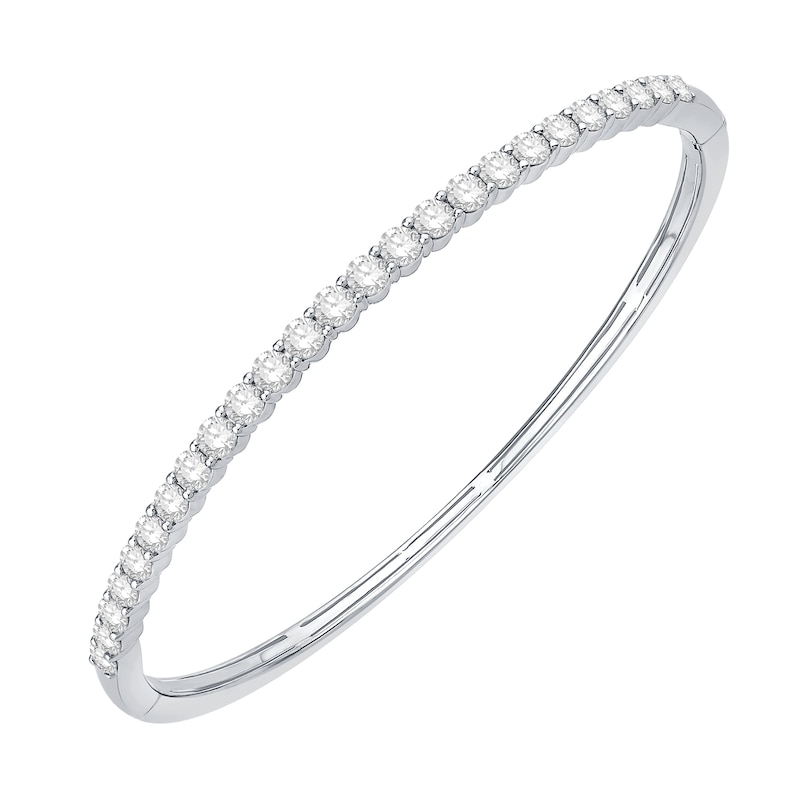 Main Image 1 of 3 CT. T.W. Diamond Bangle in 14K White Gold - 8"
