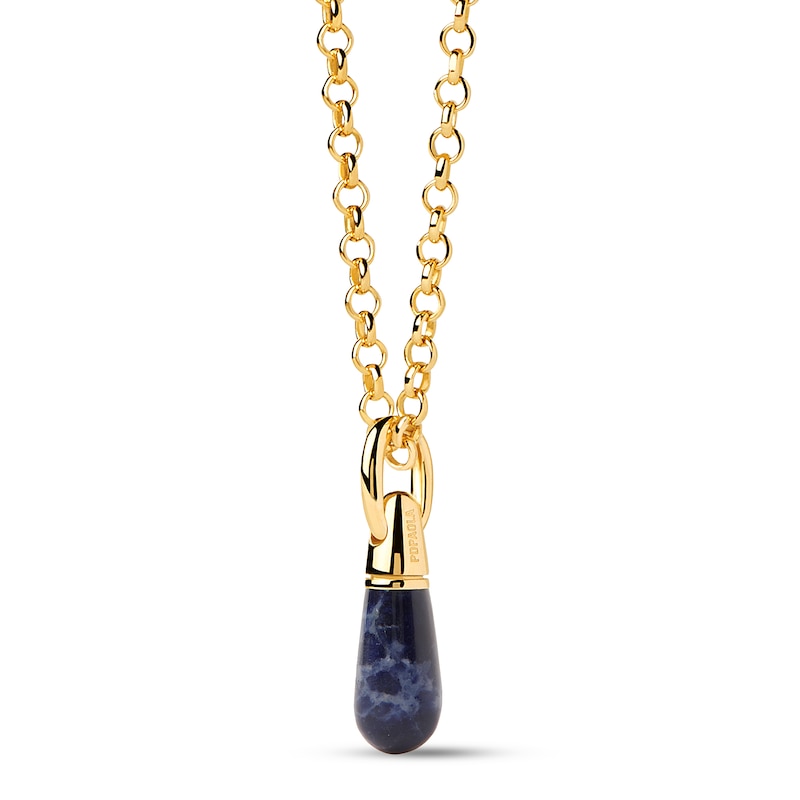 Main Image 1 of PDPAOLA™ at Zales Blue Sodalite Small Teardrop Hoop Earring and Necklace Charm in Sterling Silver with 18K Gold Plate