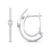 Thumbnail Image 1 of 1/2 CT. T.W. Baguette-Cut and Round Diamond Double Hoop Earrings in 10K White Gold
