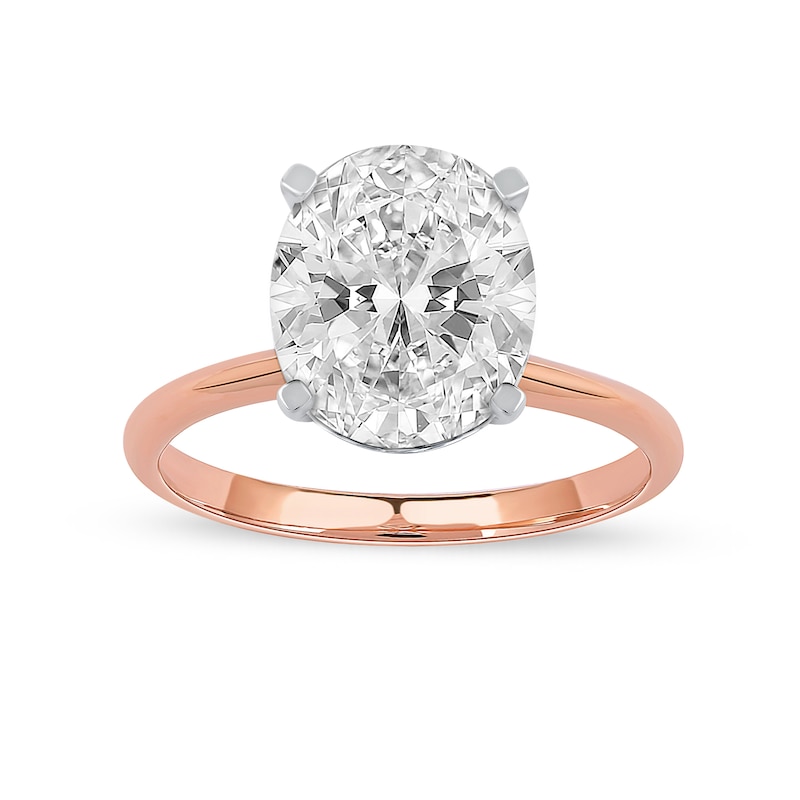 Main Image 1 of 3 CT. Oval Certified Lab-Grown Diamond Solitaire Engagement Ring in 14K Two-Tone Gold (F/VS2)