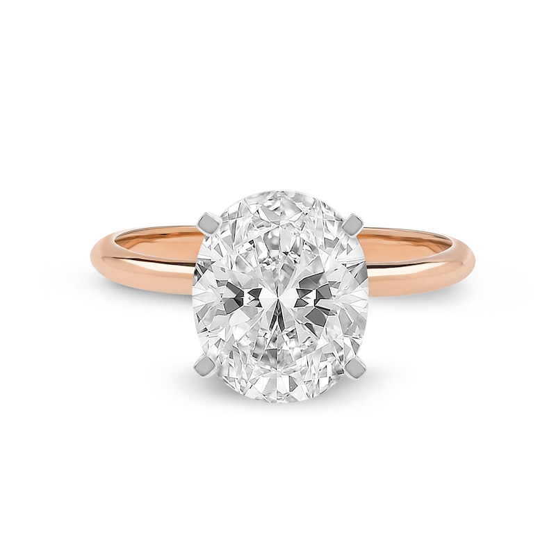 Main Image 3 of 3 CT. Oval Certified Lab-Grown Diamond Solitaire Engagement Ring in 14K Two-Tone Gold (F/VS2)