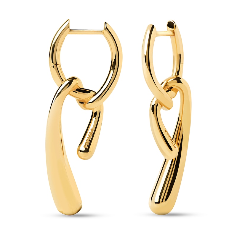 Main Image 1 of PDPAOLA™ at Zales Twist Drop Hoop Earrings in Sterling Silver with 18K Gold Plate