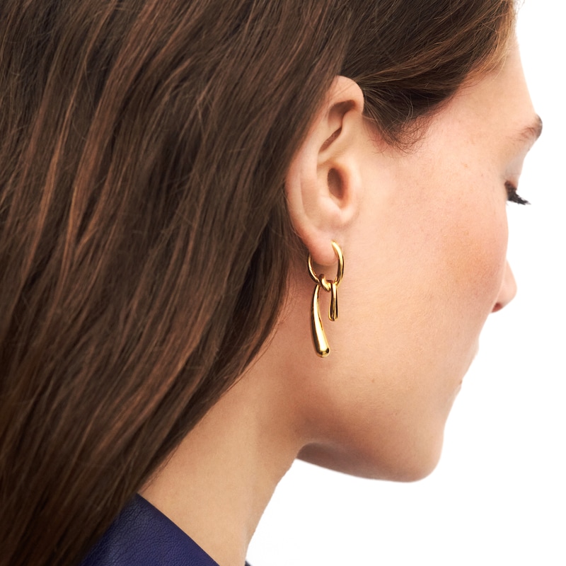 Main Image 2 of PDPAOLA™ at Zales Twist Drop Hoop Earrings in Sterling Silver with 18K Gold Plate