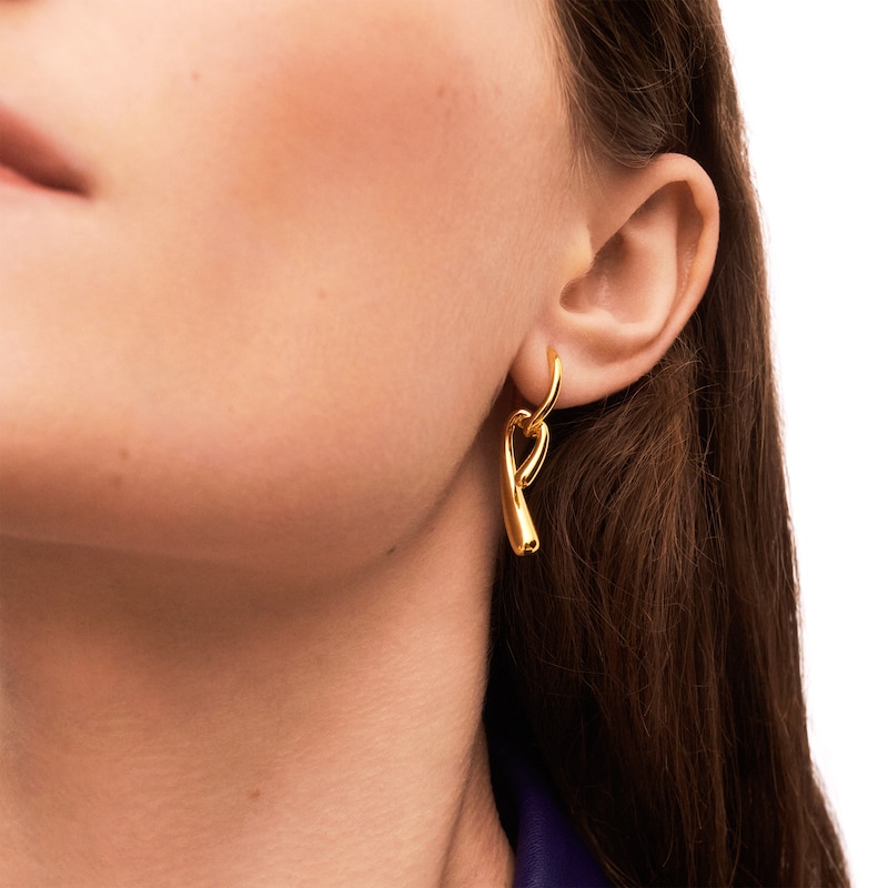 Main Image 3 of PDPAOLA™ at Zales Twist Drop Hoop Earrings in Sterling Silver with 18K Gold Plate