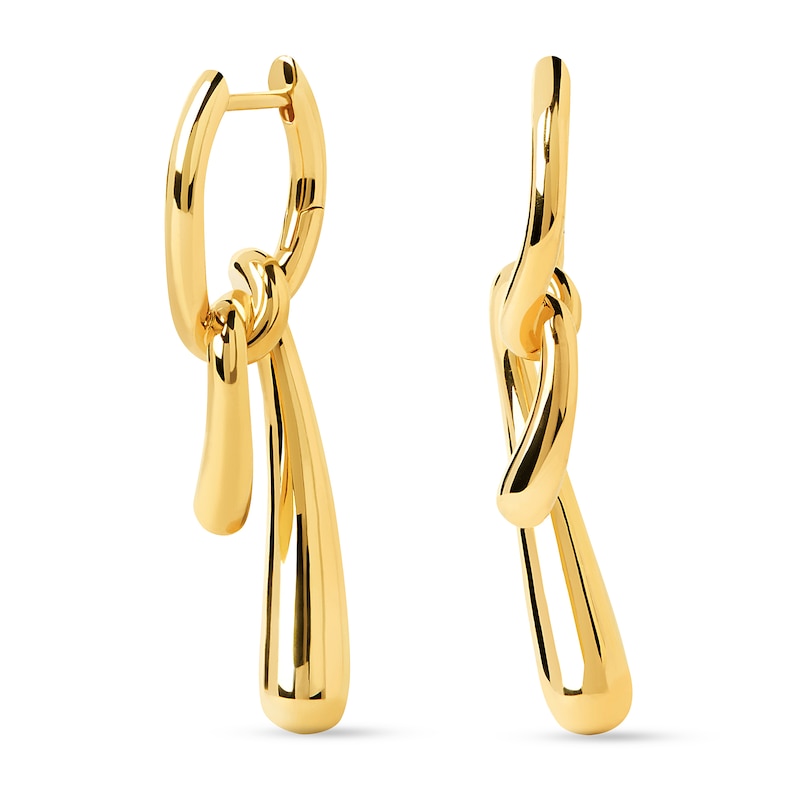 Main Image 6 of PDPAOLA™ at Zales Twist Drop Hoop Earrings in Sterling Silver with 18K Gold Plate