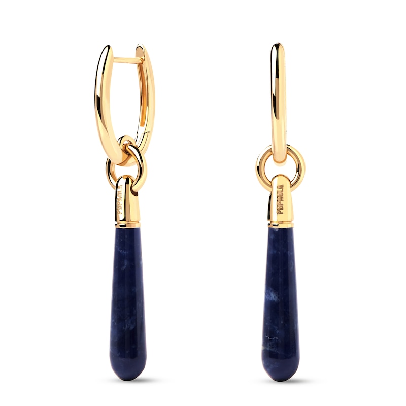 Main Image 2 of PDPAOLA™ at Zales Blue Sodalite Large Teardrop Dangle Single Hoop Earring in Sterling Silver with 18K Gold Plate