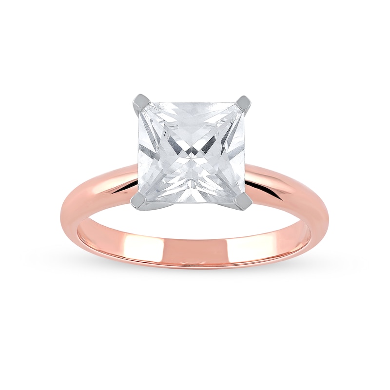 Main Image 1 of 3 CT. Princess-Cut Certified Lab-Grown Diamond Solitaire Engagement Ring in 14K Two-Tone Gold (F/VS2)