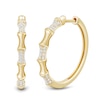Thumbnail Image 1 of 1/3 CT. T.W. Diamond Bamboo Hoop Earrings in Sterling Silver with 14K Gold Plate