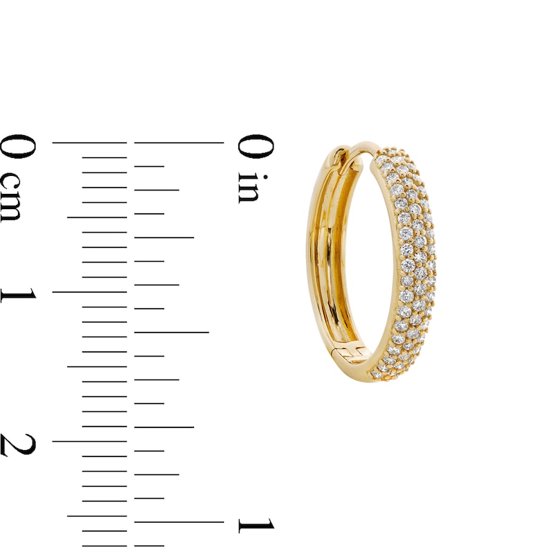 Main Image 3 of 1/2 CT. T.W. Lab-Grown Diamond Triple Row Hoop Earrings in 10K Gold