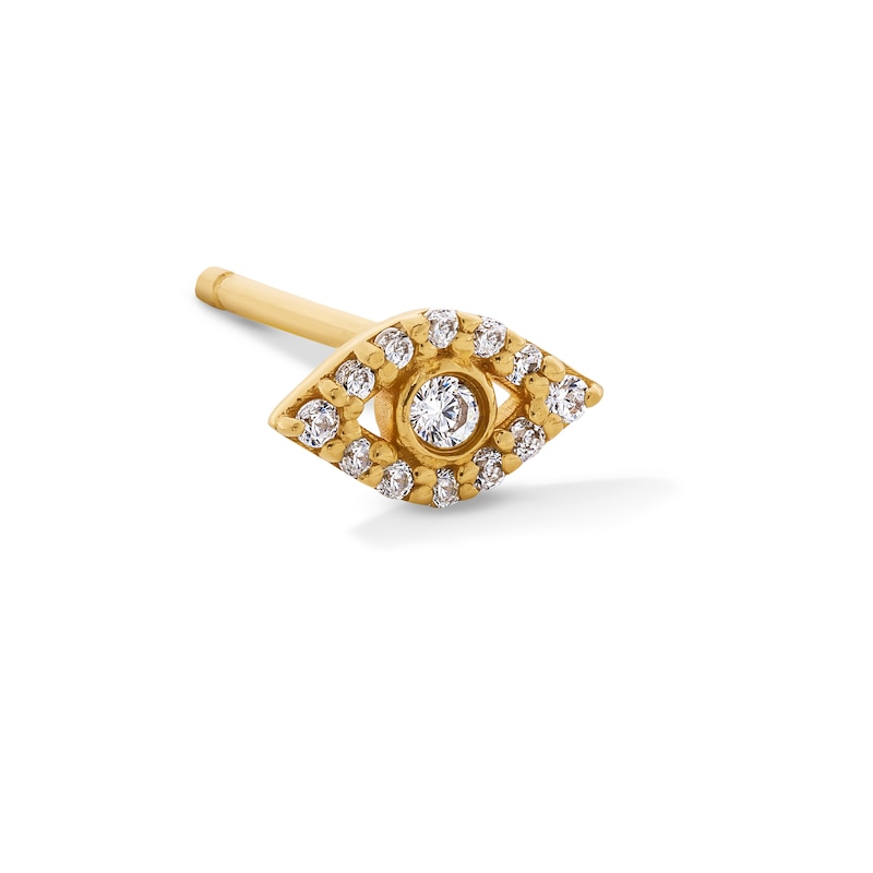 Main Image 1 of 1/20 CT. T.W. Lab-Grown Diamond Evil Eye Single Cartilage Stud Earring in 14K Gold