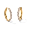 Thumbnail Image 1 of 1/2 CT. T.W. Lab-Grown Diamond Pavé Triple Row Hoop Earrings in 10K Gold