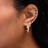 Thumbnail Image 2 of 1/2 CT. T.W. Lab-Grown Diamond Pavé Triple Row Hoop Earrings in 10K Gold