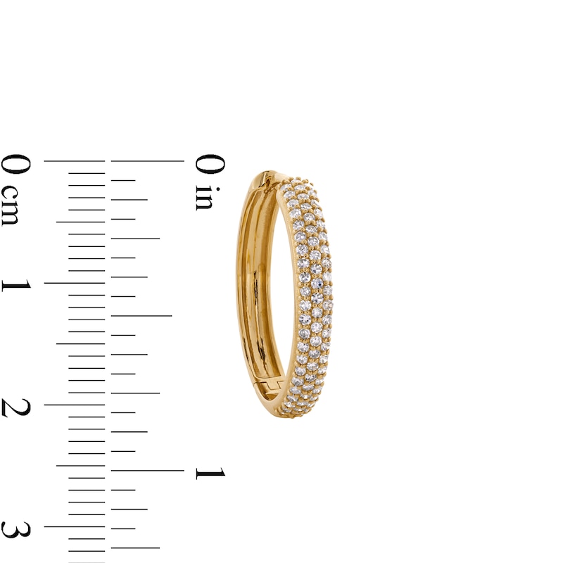 Main Image 3 of 1/2 CT. T.W. Lab-Grown Diamond Pavé Triple Row Hoop Earrings in 10K Gold