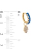Thumbnail Image 4 of Turquoise and 1/20 CT. T.W. Lab-Grown Diamond Hamsa Dangle Single Hoop Earring in 14K Gold
