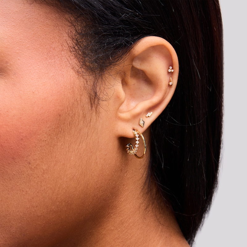 Main Image 2 of Lab-Grown Diamond Accent Marquise Single Cartilage Stud Earring in 14K Gold