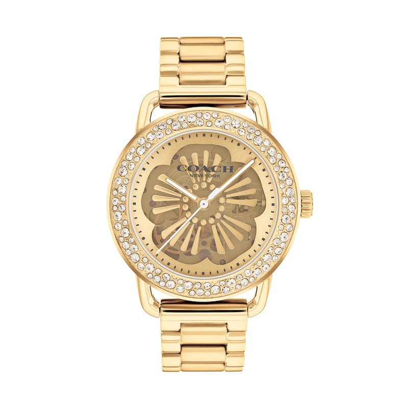 Main Image 1 of Ladies’ Coach Cruiser Crystal Accent Gold-Tone IP Automatic Watch with Tea Rose Dial (Model: 14504368)