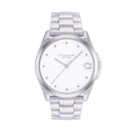 Ladies’ Coach Greyson Iridescent Ceramic Watch with White Dial (Model: 14504390)
