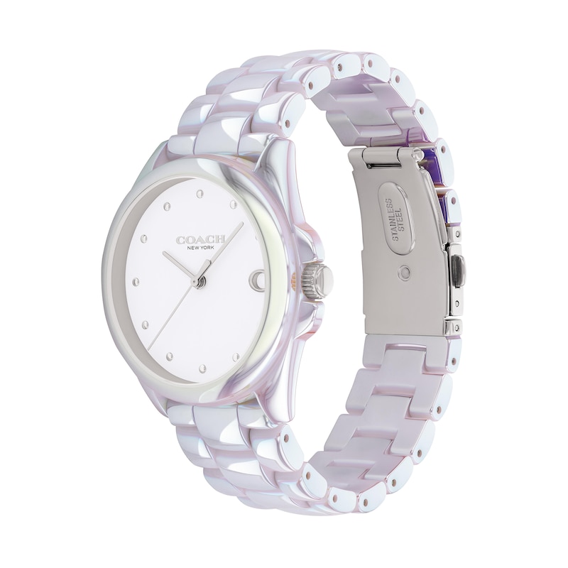 Main Image 2 of Ladies’ Coach Greyson Iridescent Ceramic Watch with White Dial (Model: 14504390)