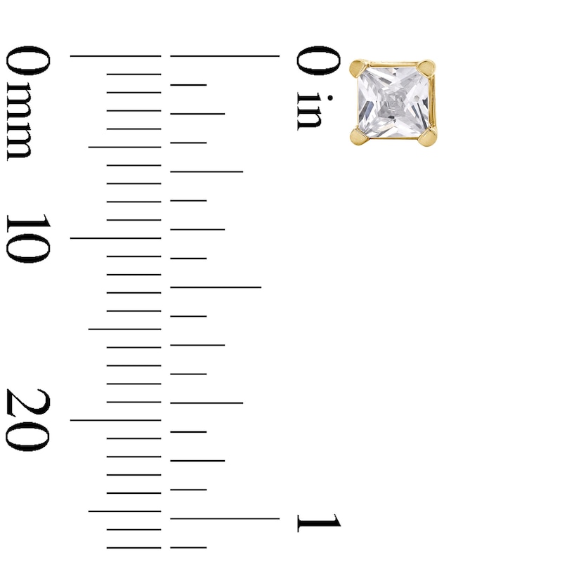 Main Image 3 of 3/4 CT. T.W. Princess-Cut Certified Lab-Grown Diamond Solitaire Stud Earrings in 14K Gold (F/SI2)