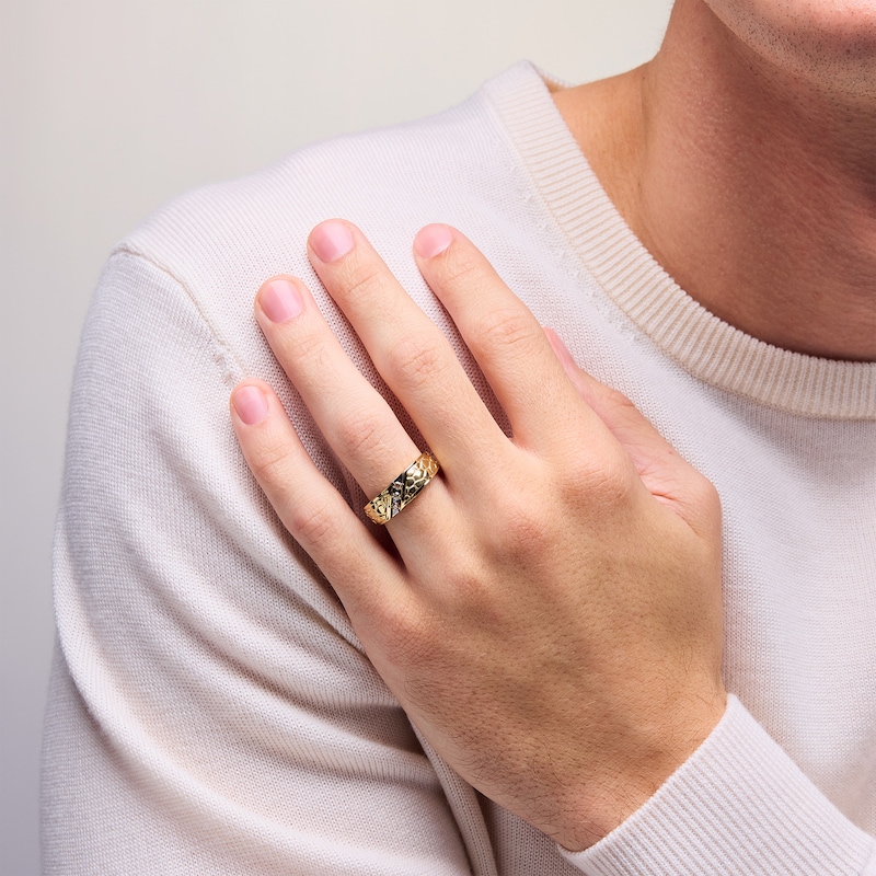 Main Image 2 of 1/8 CT. T.W. Diamond Three Stone Slant Nugget Anniversary Band in 10K Gold