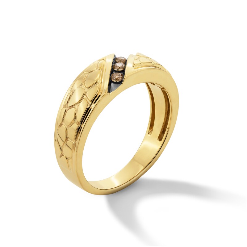 Main Image 3 of 1/8 CT. T.W. Diamond Three Stone Slant Nugget Anniversary Band in 10K Gold