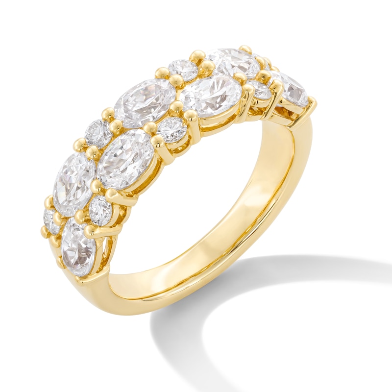 Main Image 3 of 2-1/2 CT. T.W. Oval and Round Certified Lab-Grown Diamond Double Row Anniversary Band in 14K Gold (F/VS2)