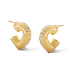 1/3 CT. T.W. Lab-Grown Diamond Heart-Shaped J-Hoop Earrings in 10K Gold
