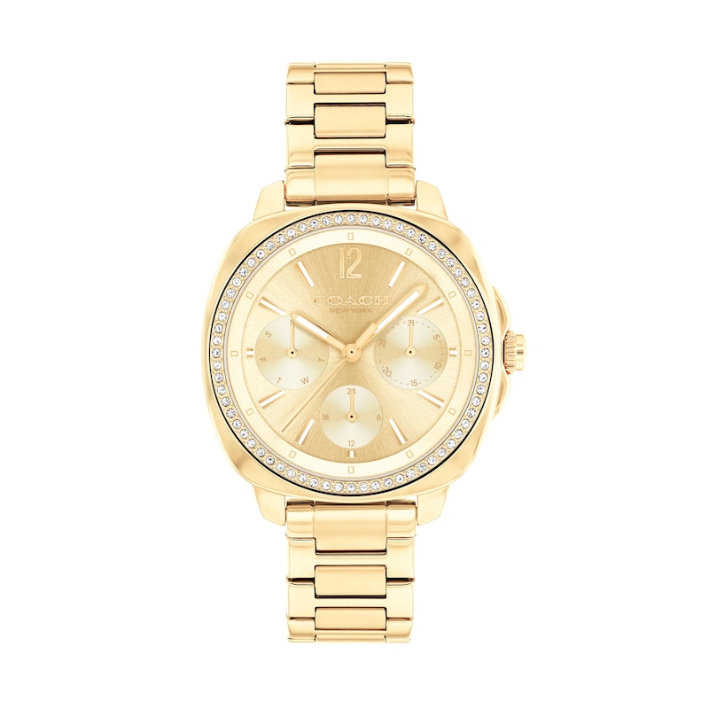 Main Image 1 of Ladies’ Coach Kitt Crystal Accent Gold-Tone IP Chronograph Watch with Gold-Tone Dial (Model: 14504393)