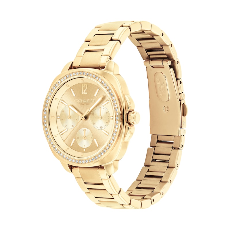 Main Image 2 of Ladies’ Coach Kitt Crystal Accent Gold-Tone IP Chronograph Watch with Gold-Tone Dial (Model: 14504393)