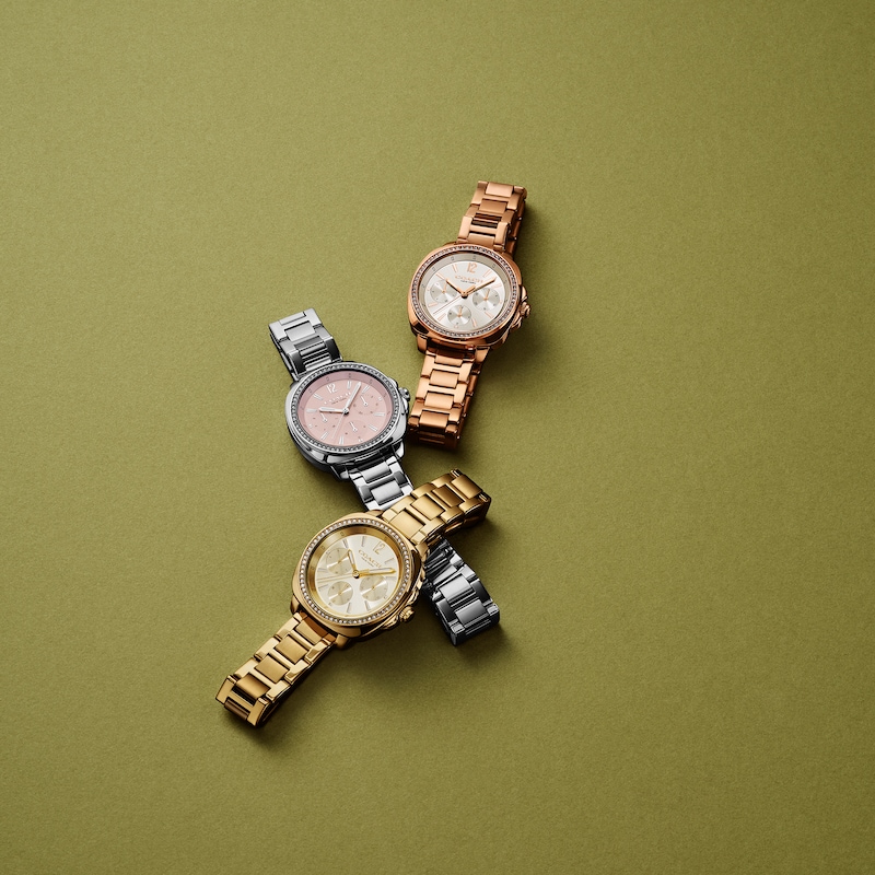 Main Image 5 of Ladies’ Coach Kitt Crystal Accent Gold-Tone IP Chronograph Watch with Gold-Tone Dial (Model: 14504393)