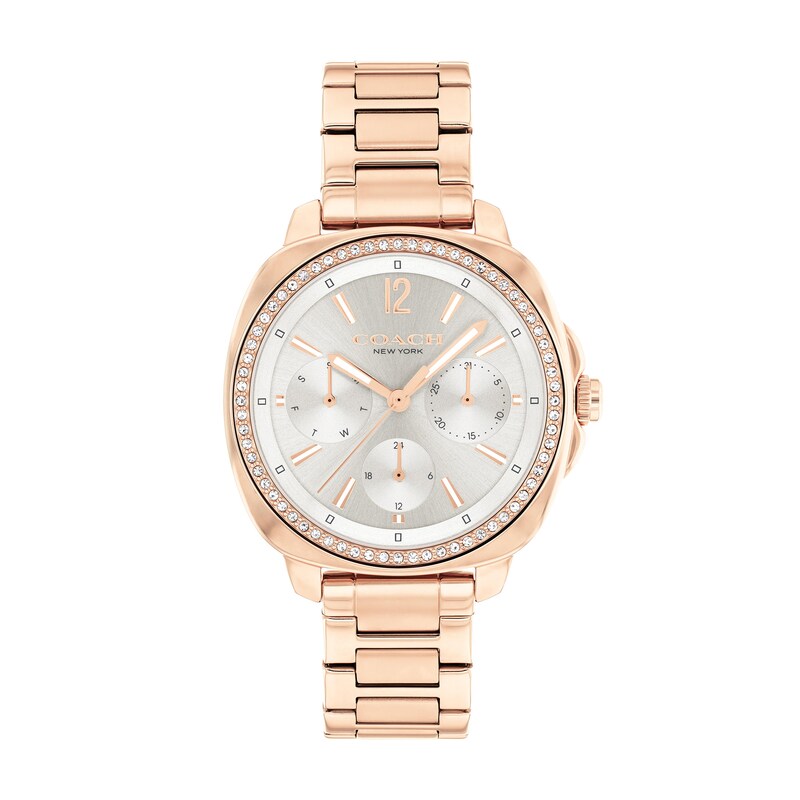 Main Image 1 of Ladies’ Coach Kitt Crystal Accent Rose-Tone IP Chronograph Watch with Grey Dial (Model: 14504395)