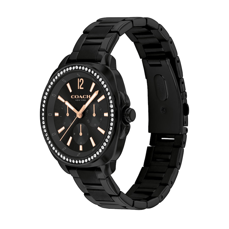 Main Image 2 of Ladies’ Coach Kitt Crystal Accent Black IP Chronograph Watch with Black Dial (Model: 14504396)