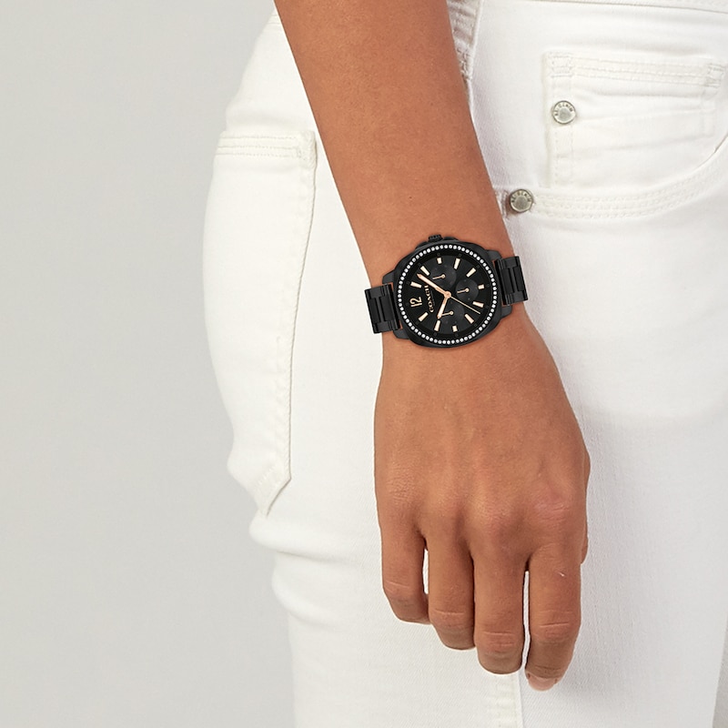 Main Image 4 of Ladies’ Coach Kitt Crystal Accent Black IP Chronograph Watch with Black Dial (Model: 14504396)