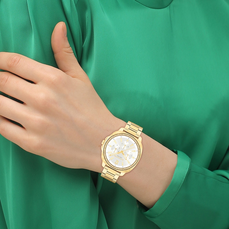 Main Image 4 of Ladies’ Coach Kitt Crystal Accent Gold-Tone IP Chronograph Watch with Silver-Tone Dial (Model: 14504397)