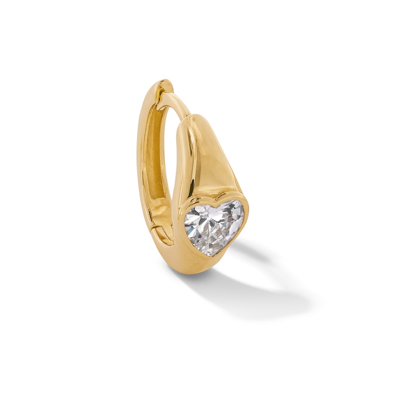 Main Image 1 of 1/3 CT. Heart-Shaped Lab-Grown Diamond Solitaire Single Hoop Earring in 10K Gold