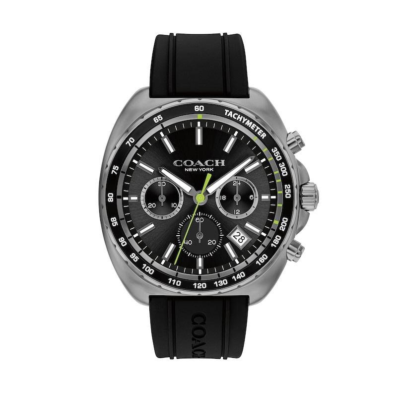 Main Image 1 of Men’s Coach Charter Grey IP Black Silicone Strap Chronograph Watch with Black Dial (Model: 14602709)