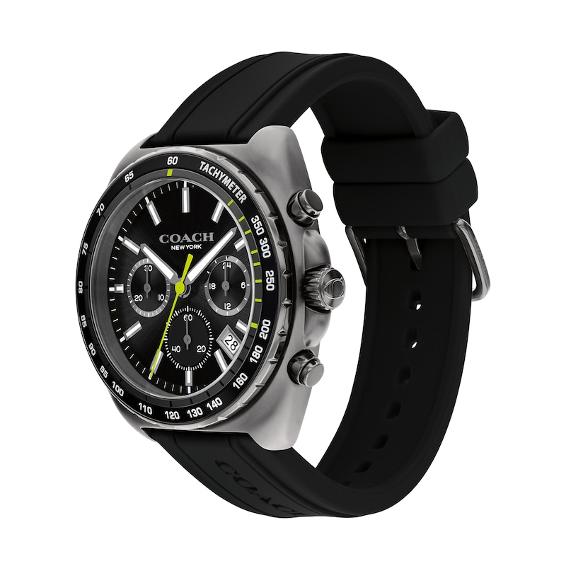 Main Image 2 of Men’s Coach Charter Grey IP Black Silicone Strap Chronograph Watch with Black Dial (Model: 14602709)